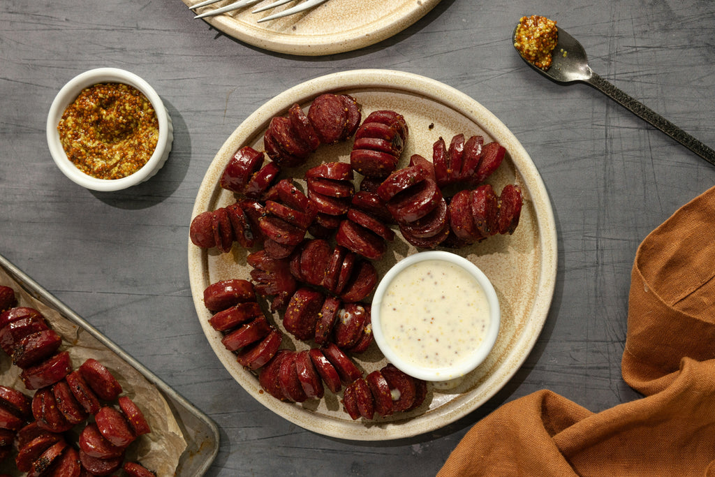 Hasselback Keilbasa Bites