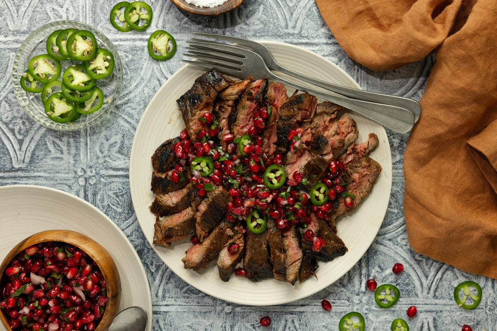 Balsamic Bavette Steak with Pomegranate Relish